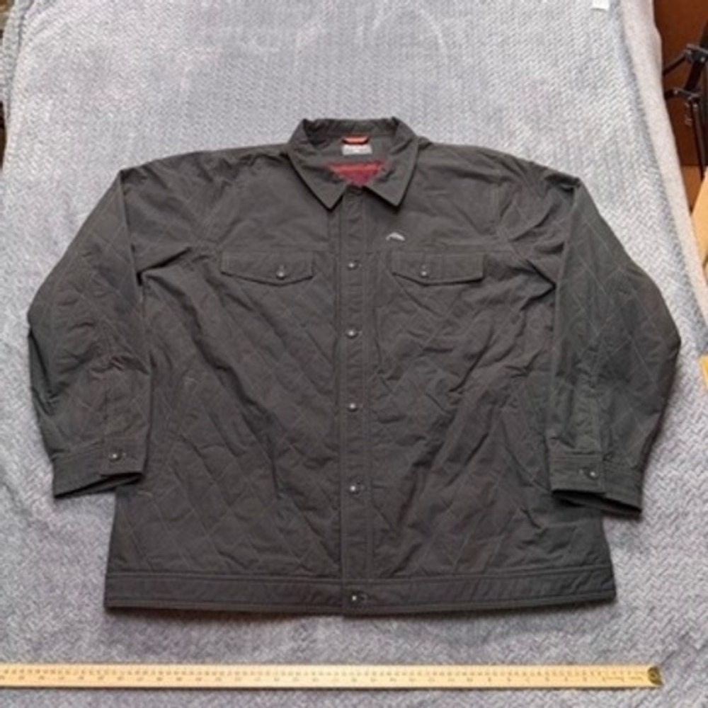 Simms Cordura Dockwear Fishing Jacket 2XL Gray Quilted Flannel Lined Snap Front